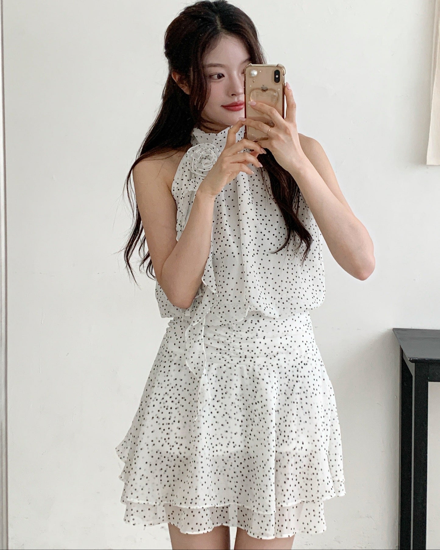 Dot flower mini dress