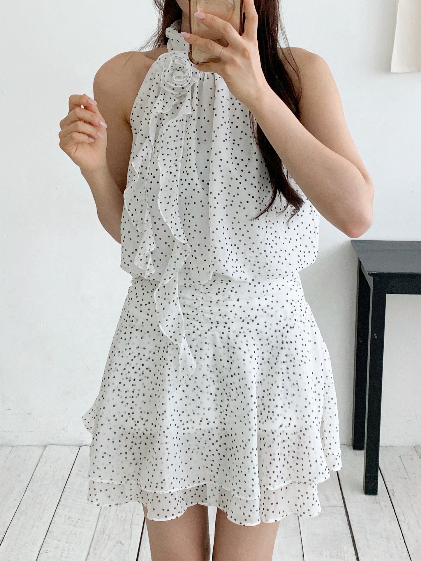 Dot flower mini dress