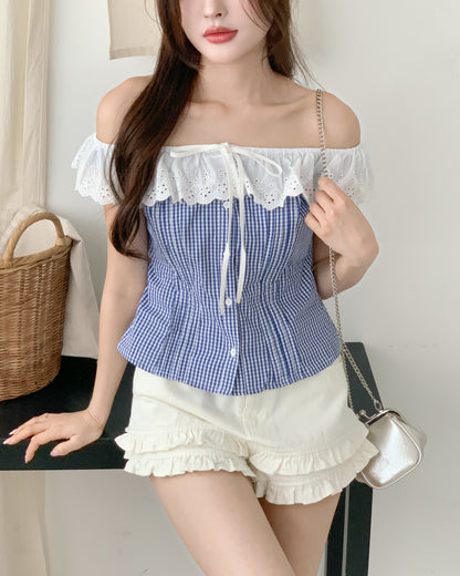 Cotton frill blouse