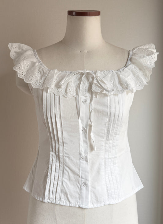 Cotton frill blouse