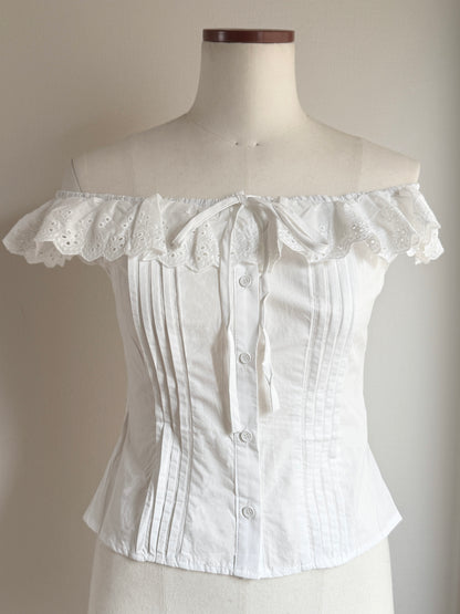 Cotton frill blouse