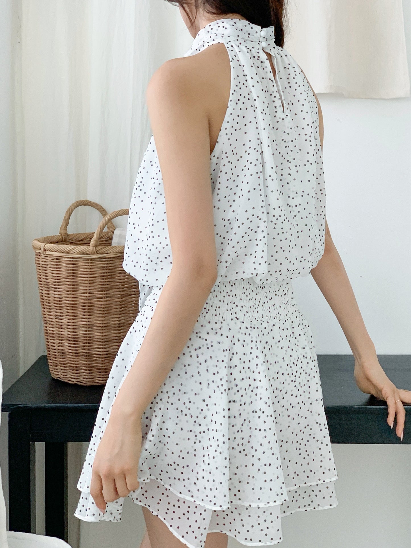Dot flower mini dress